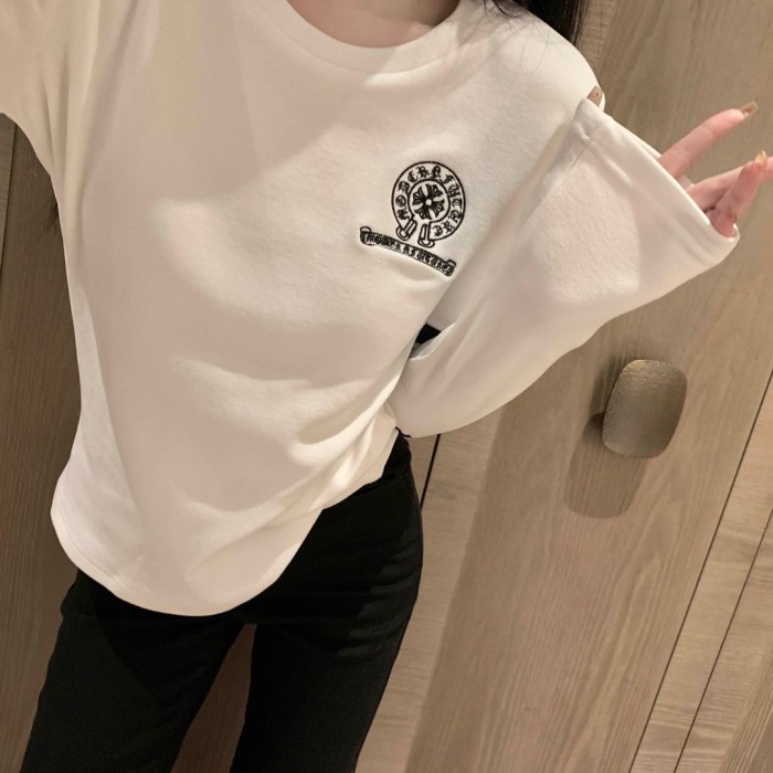 入手困難 クロムハーツ スーパーコピー 2024新作研ぎ毛刺繍ディスクトップ長袖Tシャツ