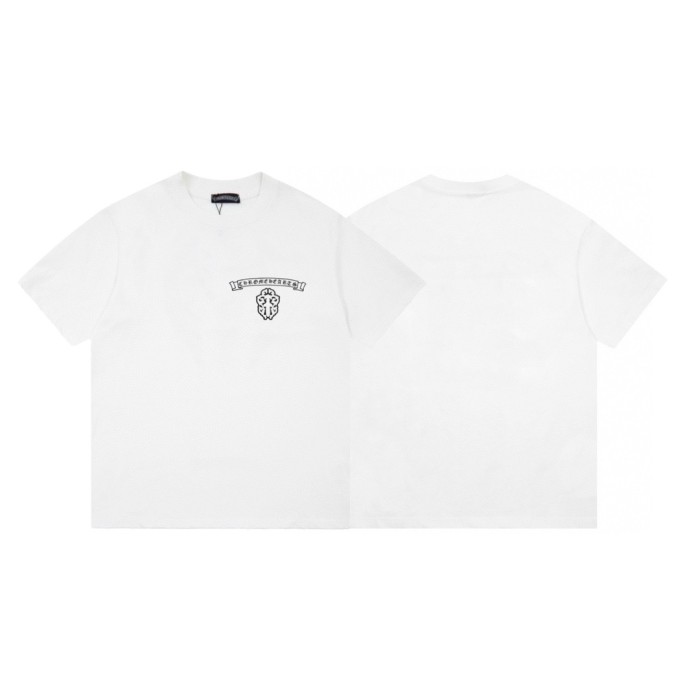 使い勝手良し クロムハーツ 偽物通販 限定立体植毛クロススモールロゴカジュアル半袖Tシャツ