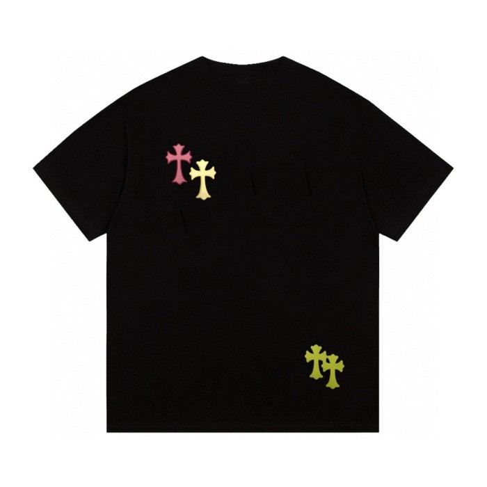 超奇跡の入荷☆ クロムハーツ コピーおすすめ 限定白黒立体植毛クロスカジュアル半袖Tシャツ2色
