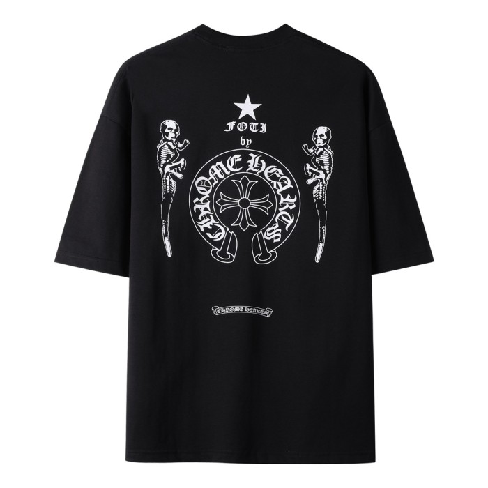 稀少 クロムハーツ コピーおすすめ 2024新作スカルヘッドレトロ半袖Tシャツ