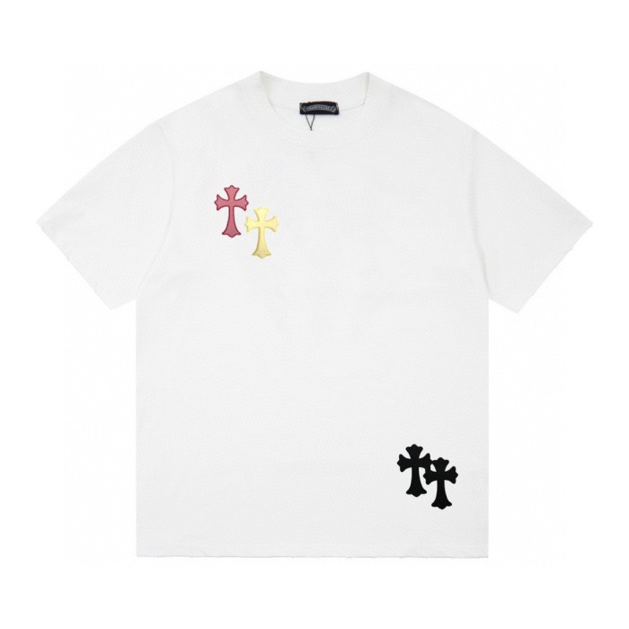超奇跡の入荷☆ クロムハーツ コピーおすすめ 限定白黒立体植毛クロスカジュアル半袖Tシャツ2色