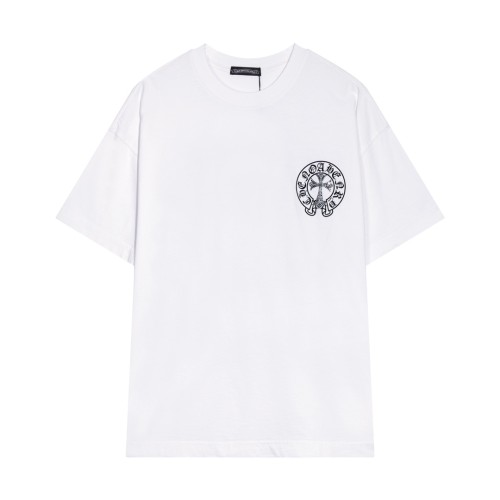 新作 クロムハーツ 偽物通販 2024春夏新型馬蹄十字プリントオードリル半袖Tシャツ