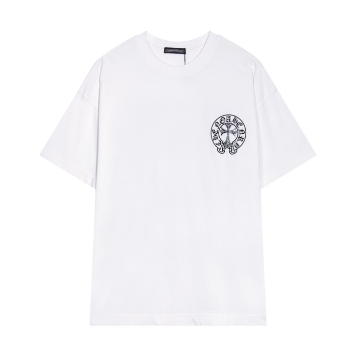 新作 クロムハーツ 偽物通販 2024春夏新型馬蹄十字プリントオードリル半袖Tシャツ