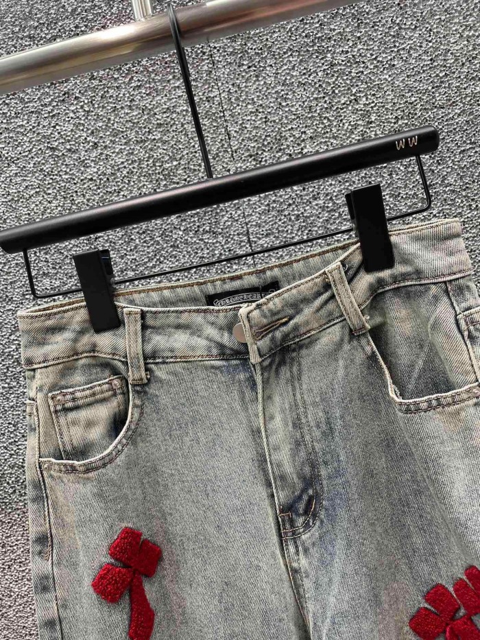 超話題! クロムハーツ n級品 クロスタオル立体刺繍ジーンズ