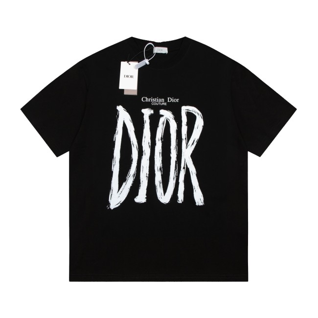 追跡付 ディオール コピーおすすめ アルファベット手描きプリントTシャツ
