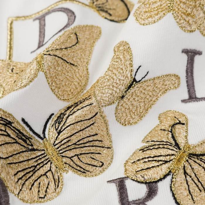 日本未入荷 ディオール コピー 蝶のポケット金糸万針刺繍工芸T袖