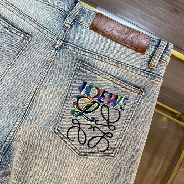稀少 ロエベ 偽物通販 24 ssアルファベット刺繍コーナー同期新品重工業水洗ジーンズ