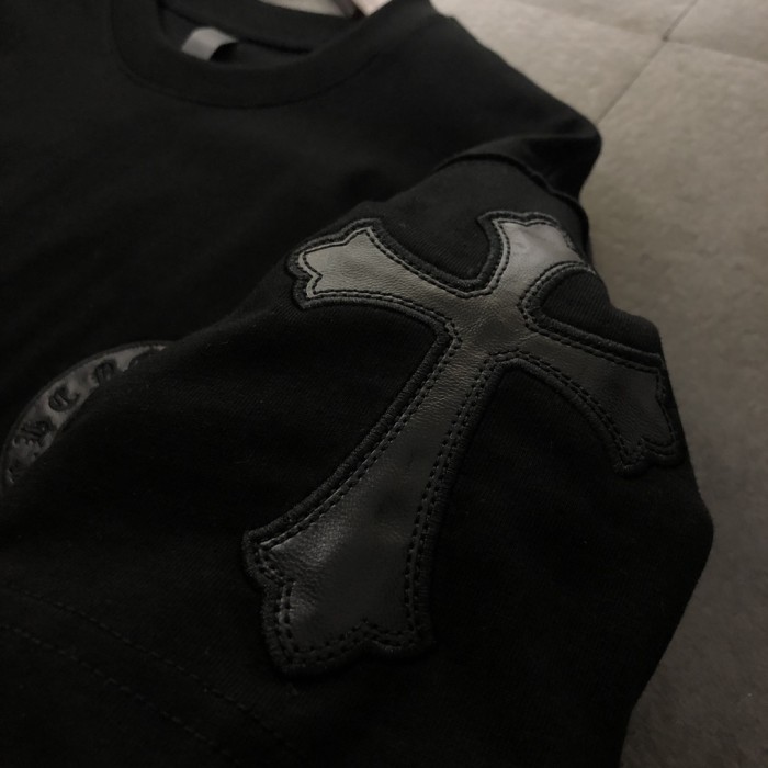追跡付 クロムハーツ 激安偽物 2024新作レザークロスステッチ半袖Tシャツ