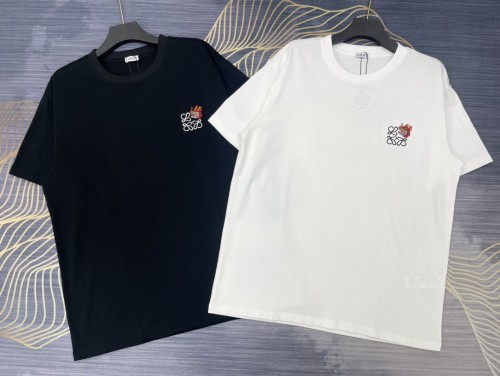 入手困難 ロエベ コピー 2024春夏新作刺繍ロゴラウンドネック半袖Tシャツ2色