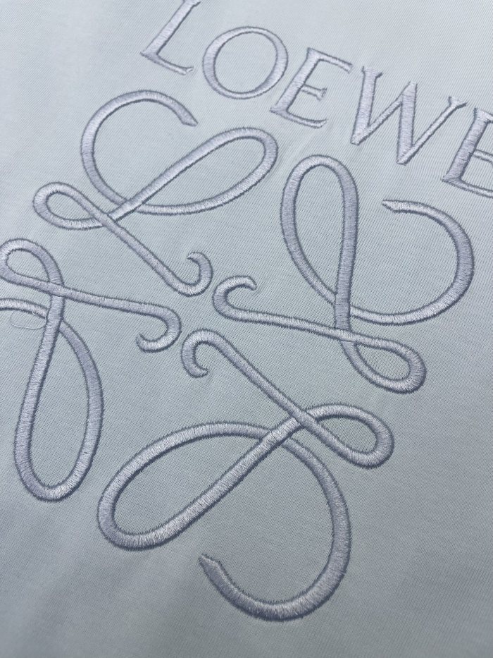 稀少 ロエベ 偽物通販 2024春夏新作刺繍ロゴラウンドネック半袖Tシャツ2色