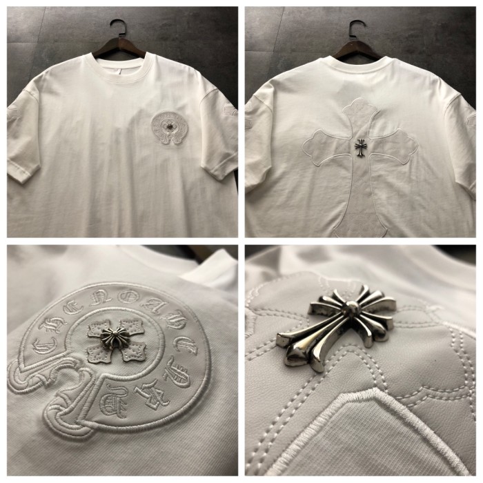 【話題商品！】クロムハーツ n級品 2024新作レザークロスステッチ半袖Tシャツ
