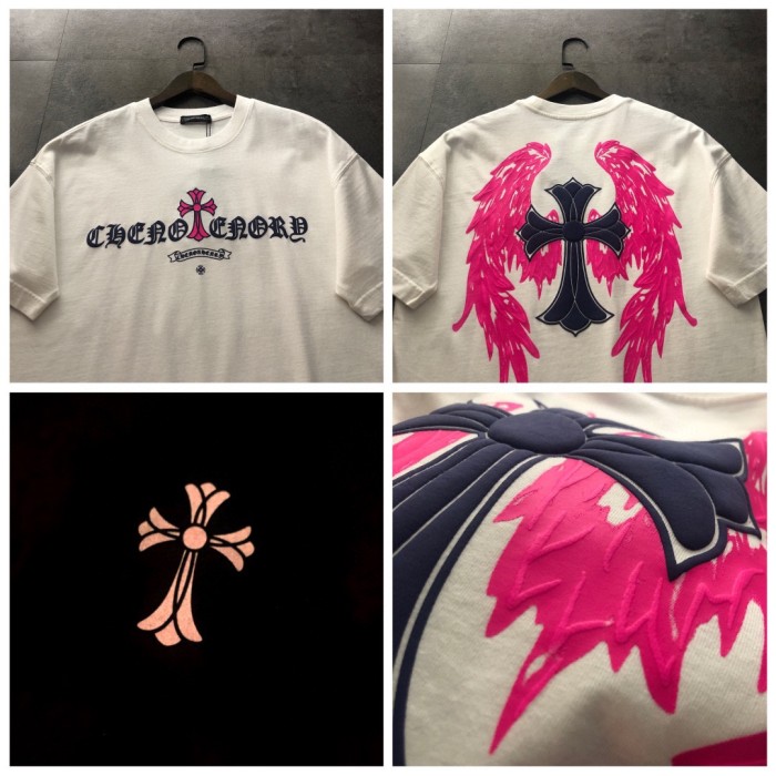 累積売上総額第１位！クロムハーツ n級品 2024新作羽付き蛍光半袖Tシャツ