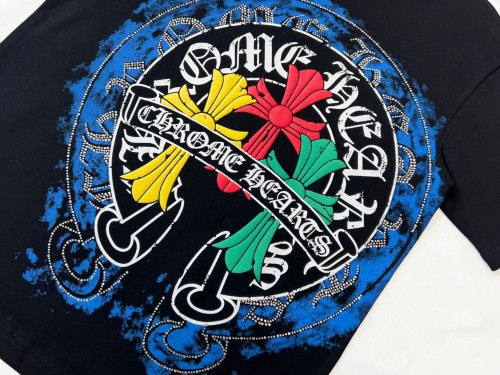 超話題! クロムハーツ 偽物通販 2024発泡ペイントドリル半袖Tシャツ