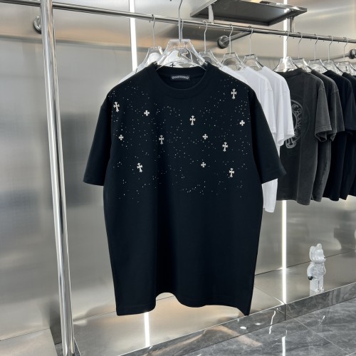高品質 クロムハーツ コピーおすすめ 2024 ss新作メタルクロス満天スタードリルカップルカジュアル半袖Tシャツ