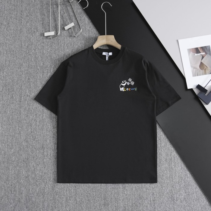 稀少 ロエベ コピーおすすめ 24 SS春夏新作ロエベロゴ刺繍ラウンドネック半袖Tシャツ2色
