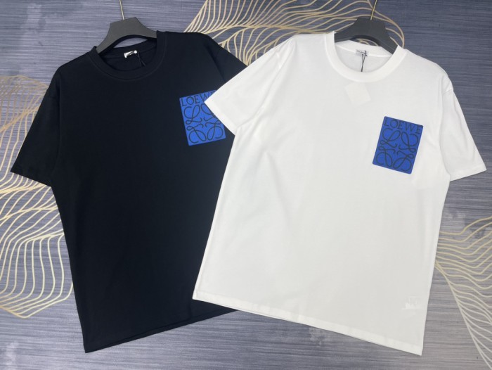 超話題! ロエベ スーパーコピー 2024春夏新作刺繍ロゴラウンドネック半袖Tシャツ2色