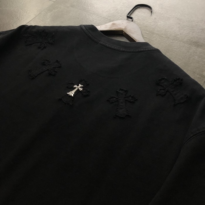 超奇跡の入荷☆ クロムハーツ 偽物通販 2024新作小さな十字架貼り刺繍半袖Tシャツ