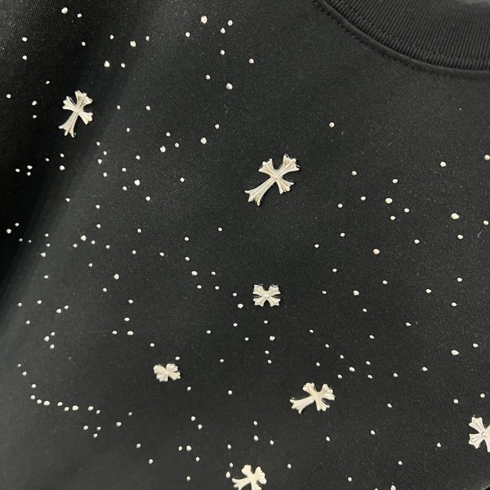 高品質 クロムハーツ コピーおすすめ 2024 ss新作メタルクロス満天スタードリルカップルカジュアル半袖Tシャツ