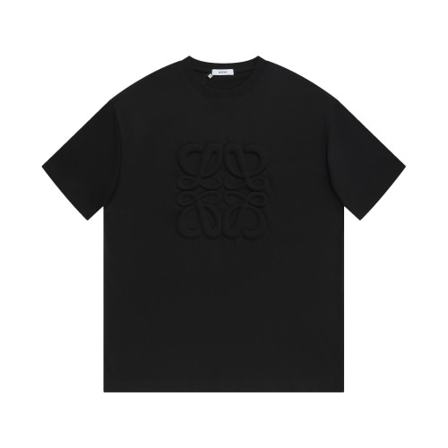 超話題! ロエベ スーパーコピー 24春先の新作胸元LOGO立体刺繍最新工芸半袖Tシャツ