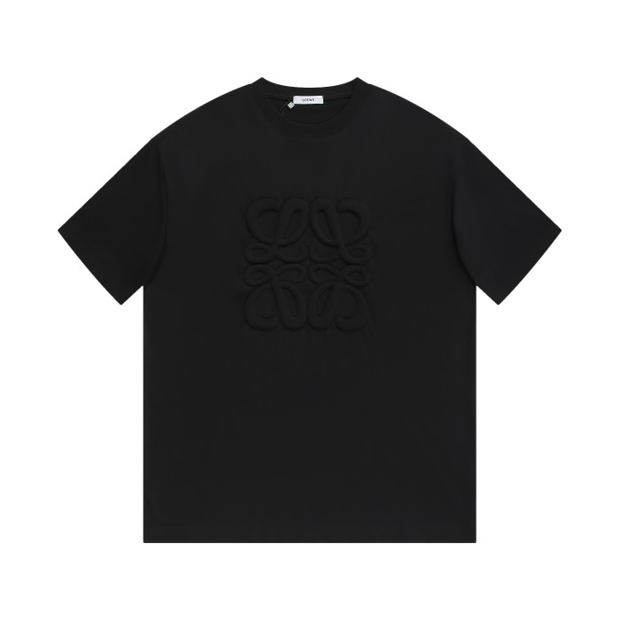 超話題! ロエベ スーパーコピー 24春先の新作胸元LOGO立体刺繍最新工芸半袖Tシャツ