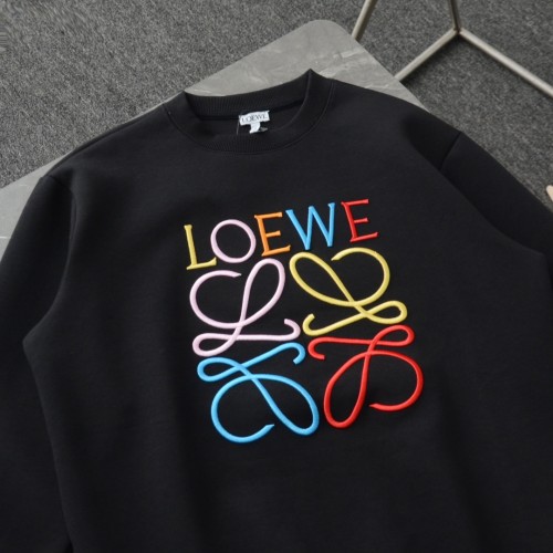 【限定】ロエベ 激安通販 新型 重工立体七色刺繍ロゴカジュアル丸首衛衣