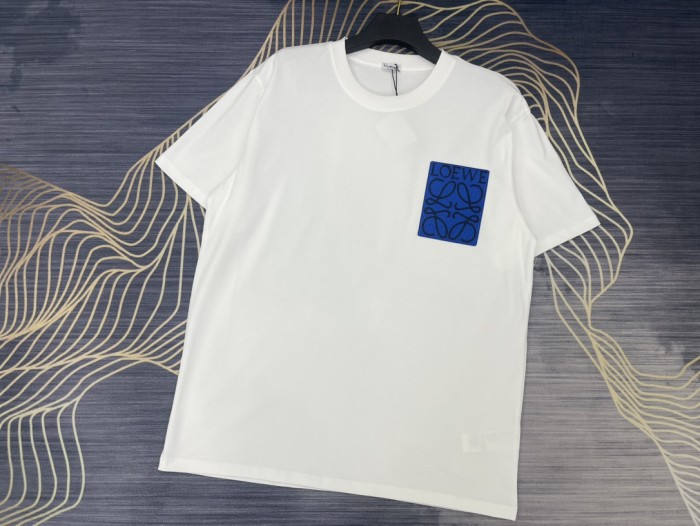 超話題! ロエベ スーパーコピー 2024春夏新作刺繍ロゴラウンドネック半袖Tシャツ2色