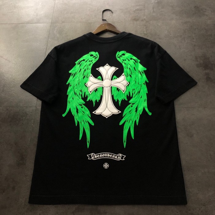 一目惚れ♪ クロムハーツ 激安偽物 2024新作羽付き蛍光半袖Tシャツ