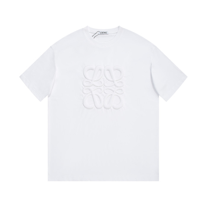 高品質 ロエベ n級品 24春先の新作胸元LOGO立体刺繍最新工芸半袖Tシャツ