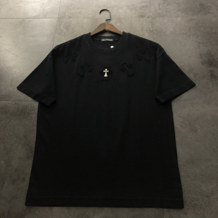 超奇跡の入荷☆ クロムハーツ 偽物通販 2024新作小さな十字架貼り刺繍半袖Tシャツ