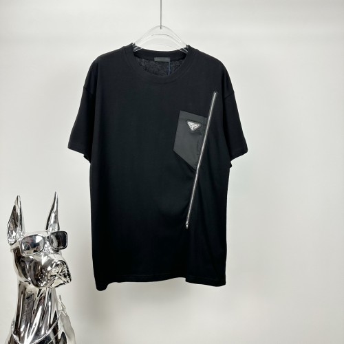 大人気 プラダ n級品 2024新作ファスナー三角ロゴカップル用半袖Tシャツ