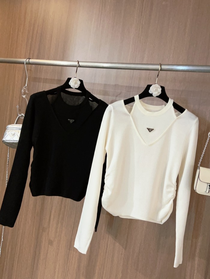 超奇跡の入荷☆ プラダ n級品 肩出しトリコロールウエストセーター