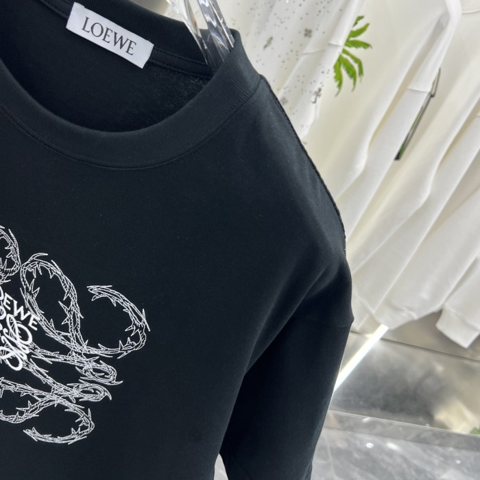 稀少 ロエベ 激安通販 2024 ss早春ランウェイ柄カジュアルカップル半袖Tシャツ