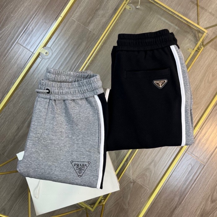 高品質 プラダ スーパーコピー パッチワークアルファベットプリントのメタル三角ビームパンツ2色
