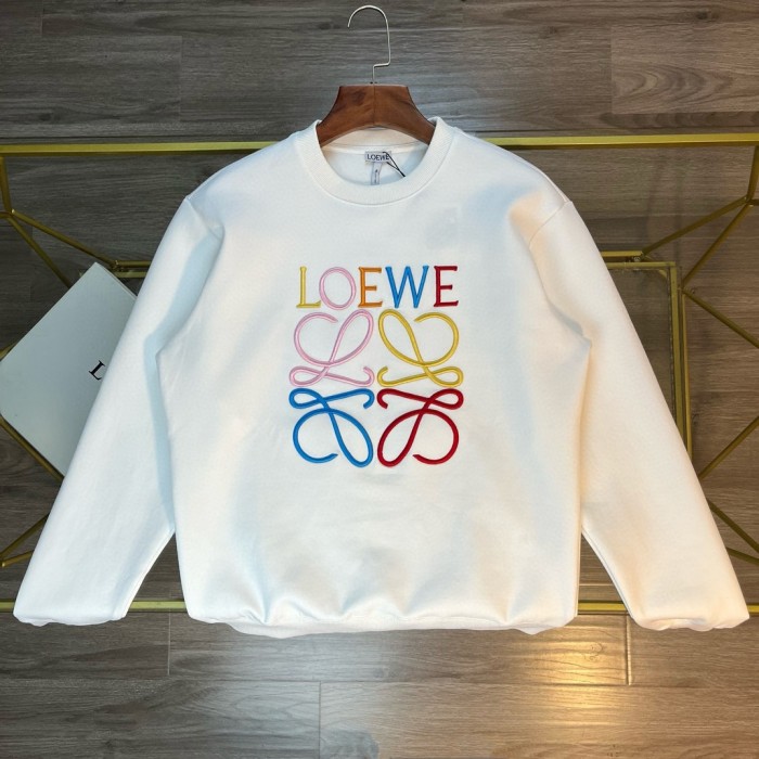 追跡付 ロエベ n級品 24SS​新作フルカラー刺繍LOGOクルーネックパーカー2色