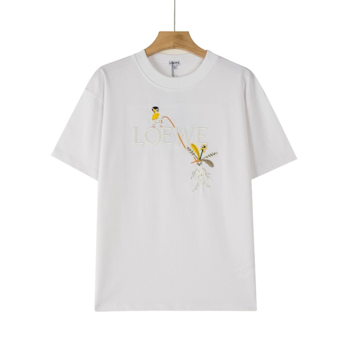 一目惚れ♪ ロエベ 偽物通販 24春先の新型マンデラ草刺繍半袖Tシャツ