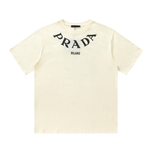 新作 プラダ n級品 24 ss新作ネックプリントイニシャルロゴ半袖Tシャツ