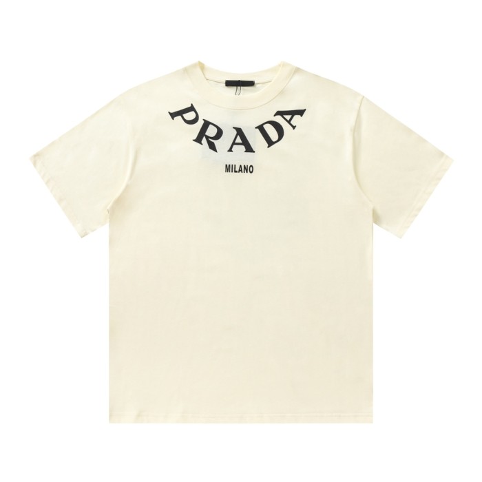 新作 プラダ n級品 24 ss新作ネックプリントイニシャルロゴ半袖Tシャツ
