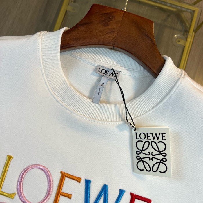 追跡付 ロエベ n級品 24SS​新作フルカラー刺繍LOGOクルーネックパーカー2色