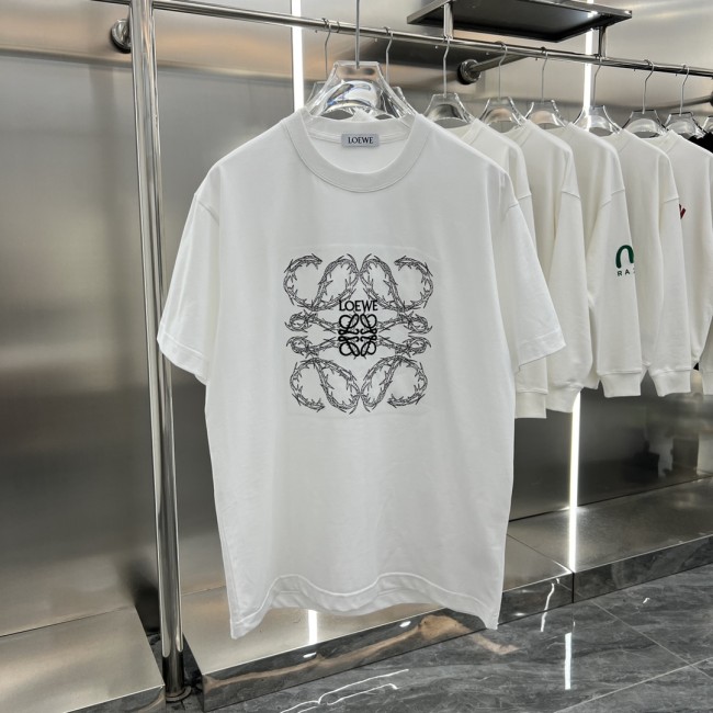 【限定】ロエベ コピー 2024 ss早春ランウェイ柄カジュアルカップル半袖Tシャツ