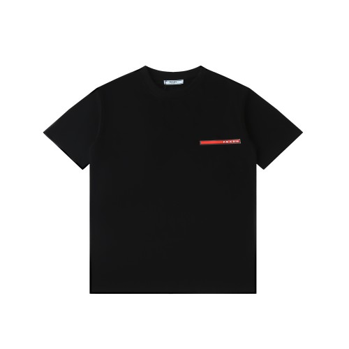 新作 プラダ n級品 24春夏新作胸元赤ゴムロゴラウンドネック半袖Tシャツ2色