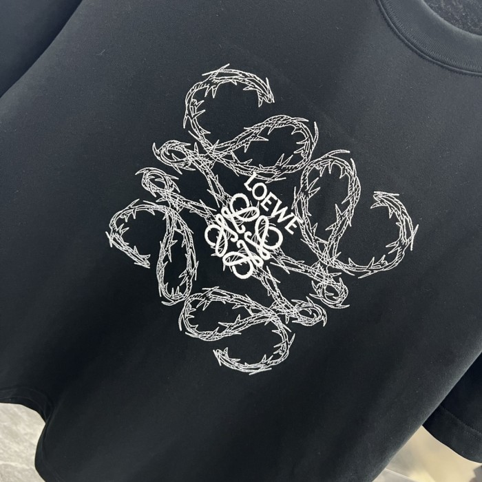 稀少 ロエベ 激安通販 2024 ss早春ランウェイ柄カジュアルカップル半袖Tシャツ