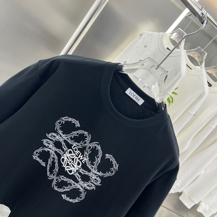 稀少 ロエベ 激安通販 2024 ss早春ランウェイ柄カジュアルカップル半袖Tシャツ
