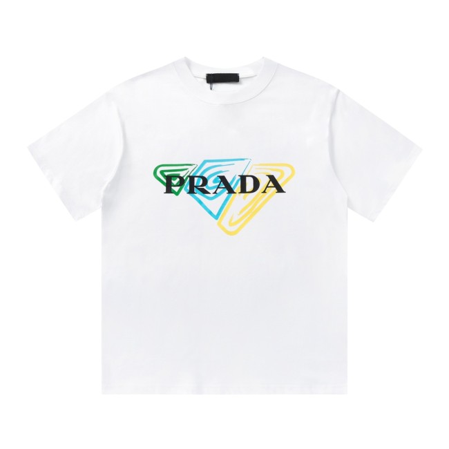 使い勝手良し プラダ コピーおすすめ 24 ss新作ネックプリントイニシャルロゴ半袖Tシャツ