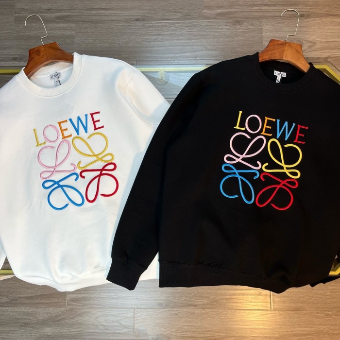 追跡付 ロエベ n級品 24SS​新作フルカラー刺繍LOGOクルーネックパーカー2色