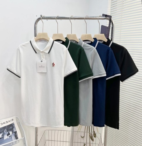 超奇跡の入荷☆ モンクレール 激安偽物 2024春と夏の最新メンズダブルストライプインターカラーラペル半袖TシャツPOLOシャツ5色