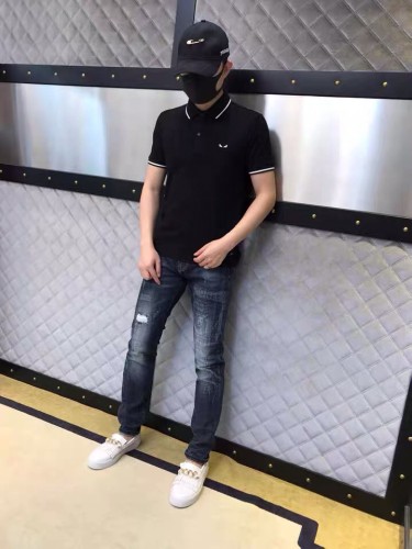 累積売上総額第１位！フェンディ 激安偽物 メンズサマーアイスシルクポロシャツラペル半袖Tシャツ3色