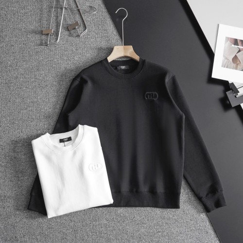 高品質 フェンディ偽物通販 立体刺繍ダブルF文字ロゴカップルと同じラウンドネックセーター2色