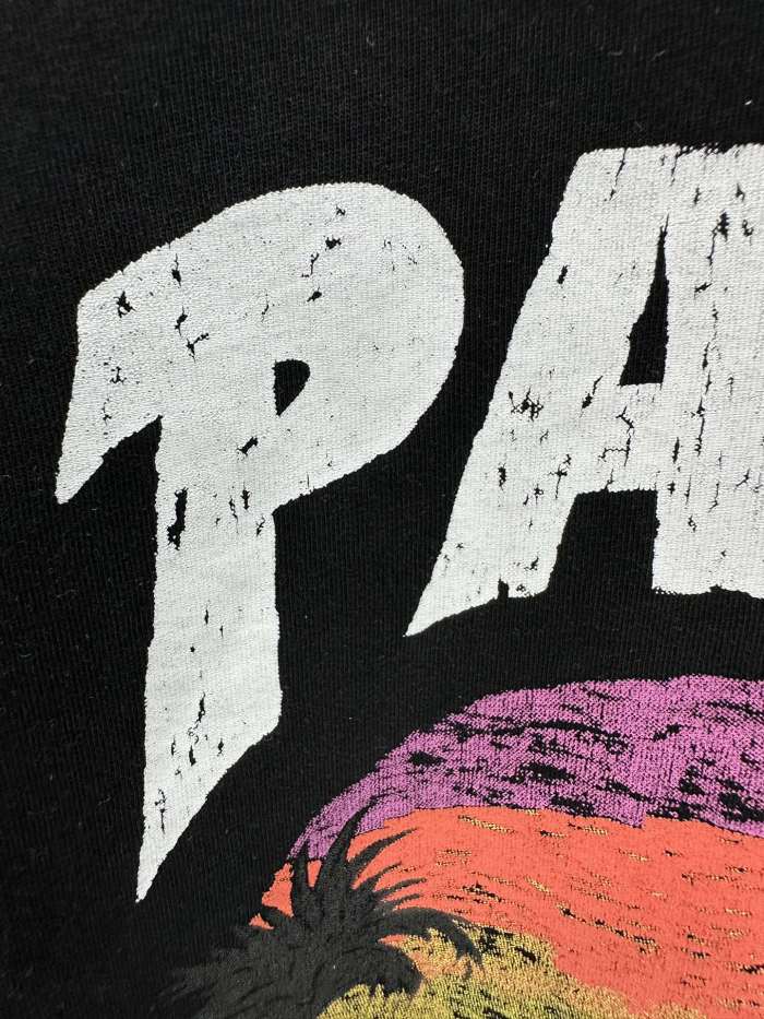 【限定】バレンシアガ 偽物通販 油絵テクスチャプリントロゴカップル半袖Tシャツ