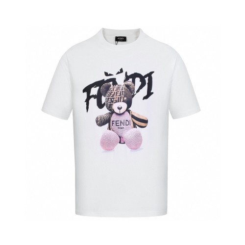 ★超人気 フェンディ激安通販 夏の新作漫画クマプリントラウンドネック半袖Tシャツ