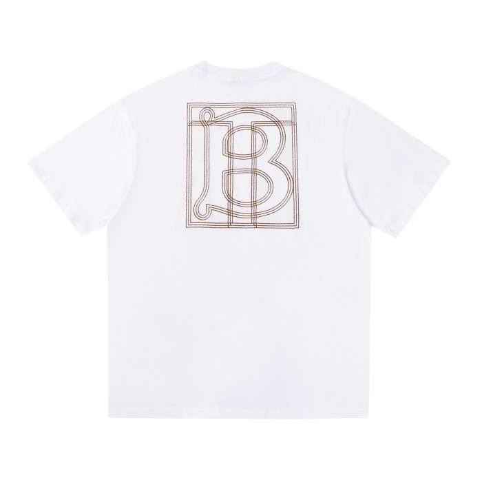 追跡付 バーバリー n級品 クラシックマイクロラベルニット刺繍コットン半袖Tシャツ